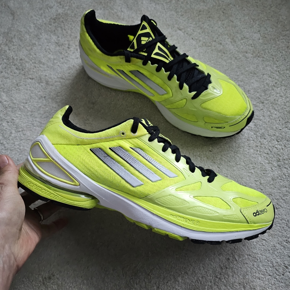 Adidas Men’s Neon Yellow And Black Running Shoes Size… Gem